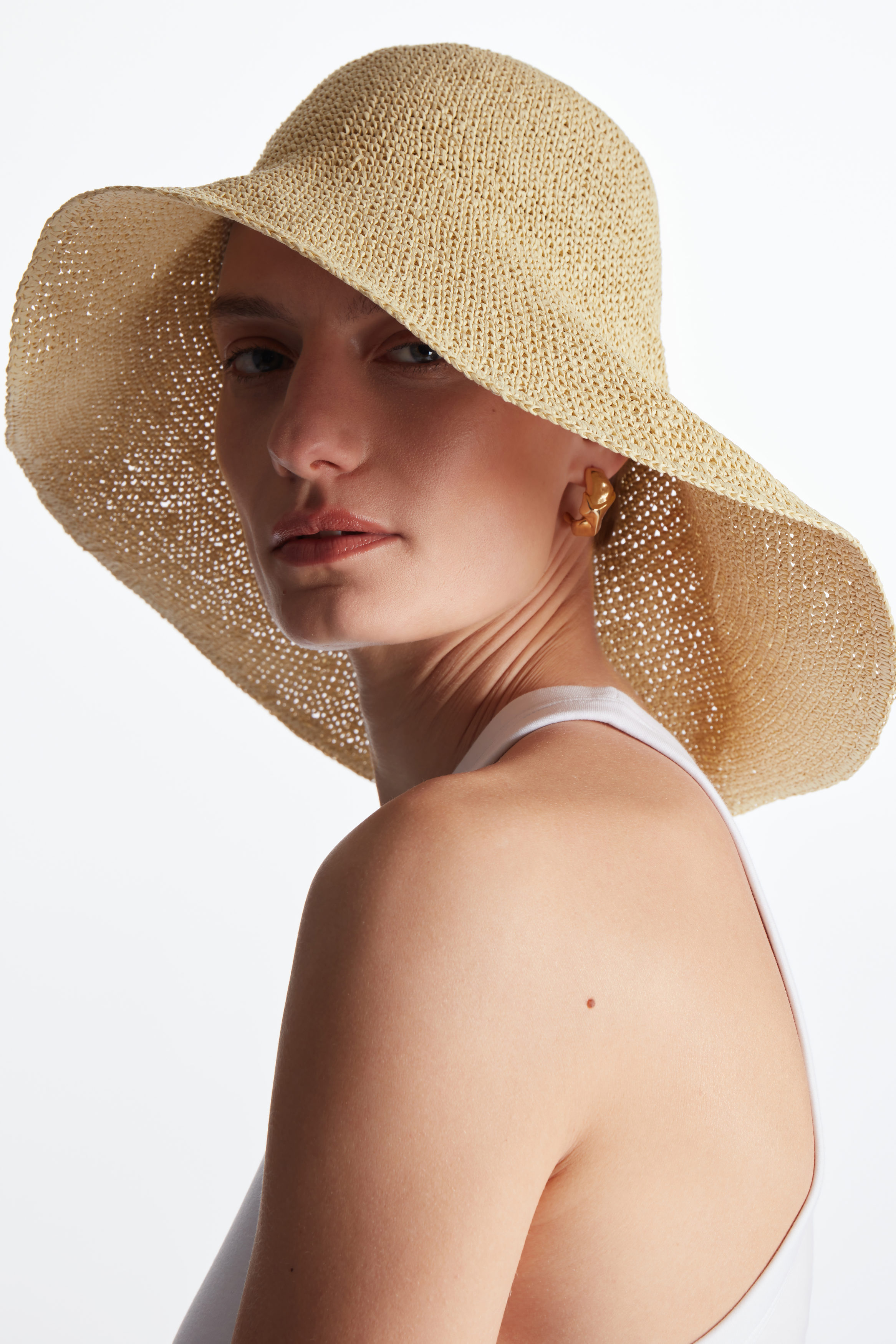 cos wide brim straw hat