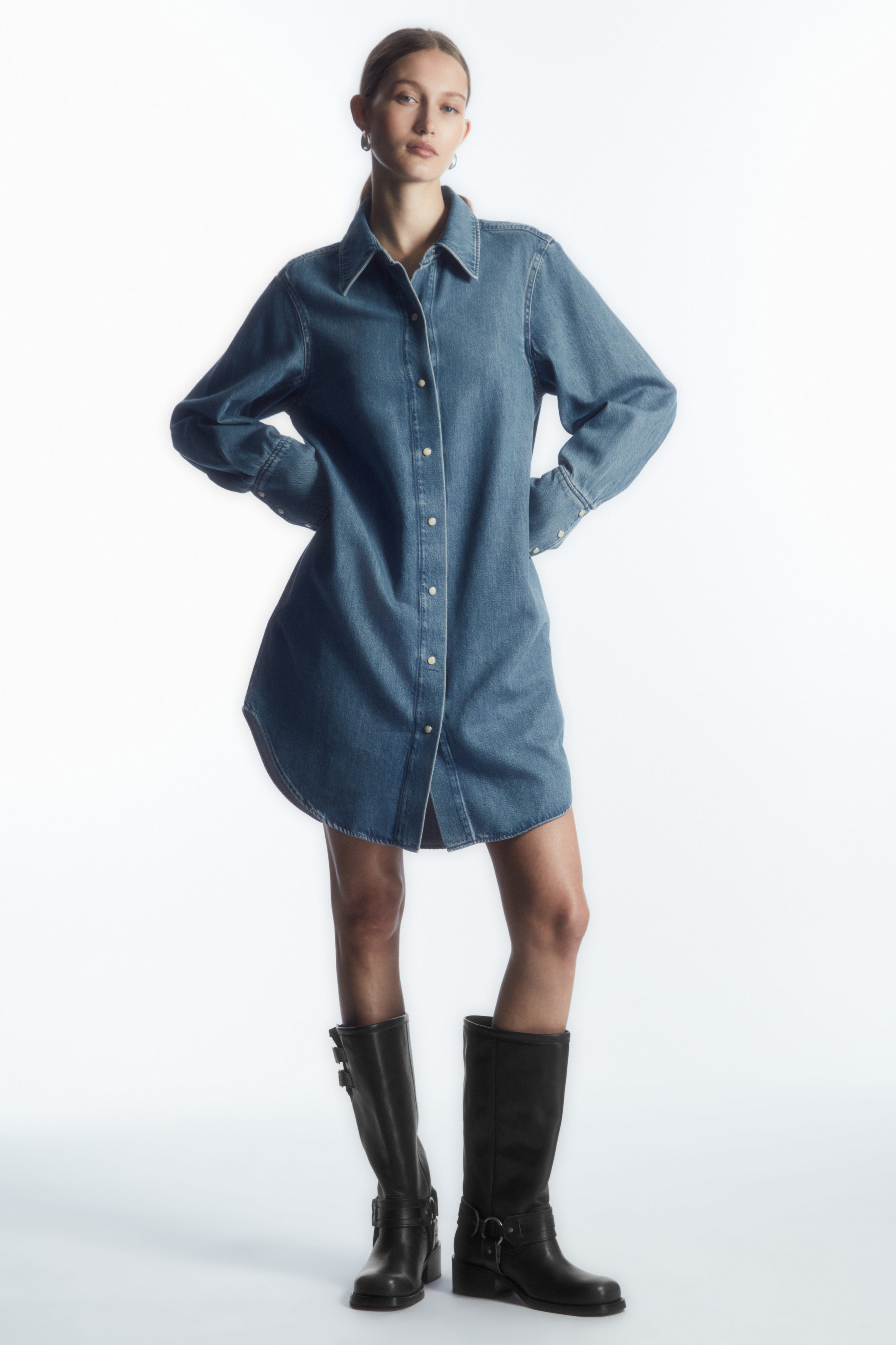 Oversized denim dress sale