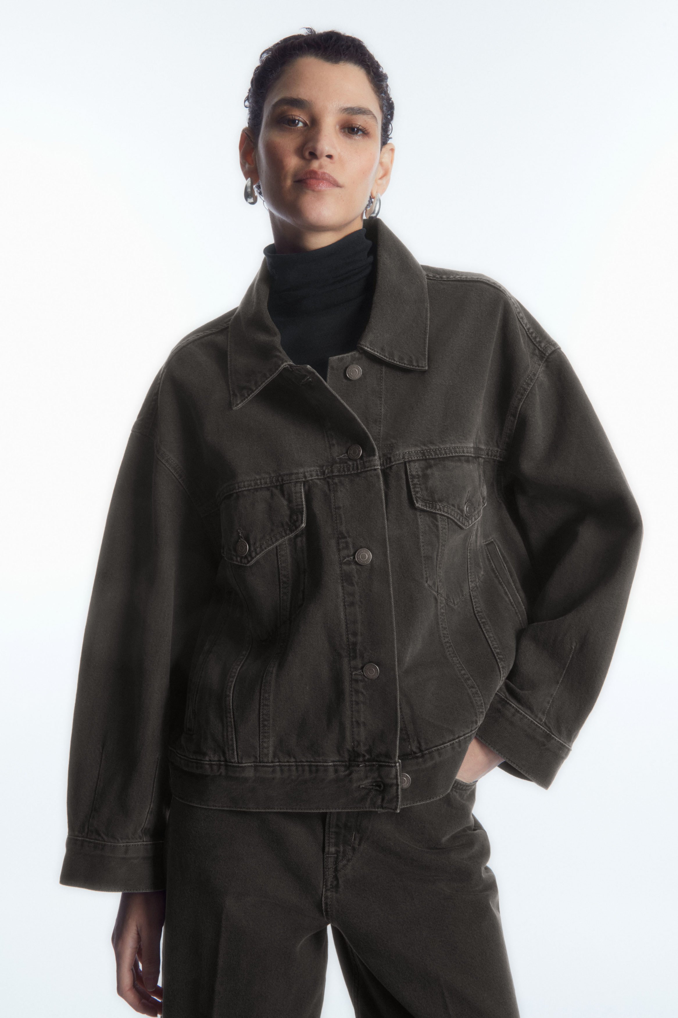 Oversized black outlet jean jacket