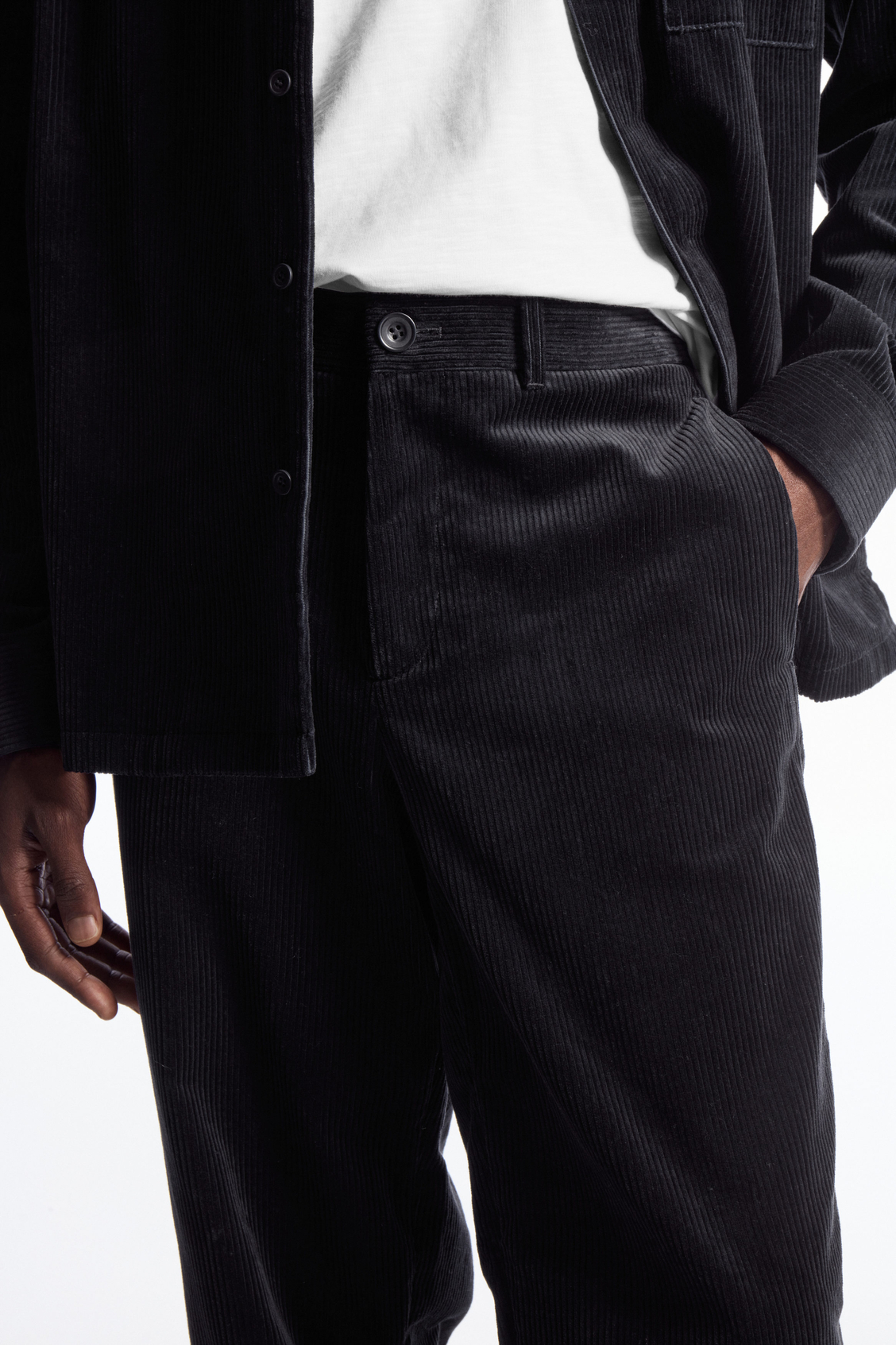 COS Wide-leg Corduroy Trousers in Black for Men