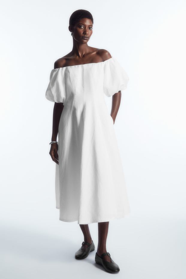 COS Ruffled Linen-Blend Midi Dress 2024, Buy COS Online